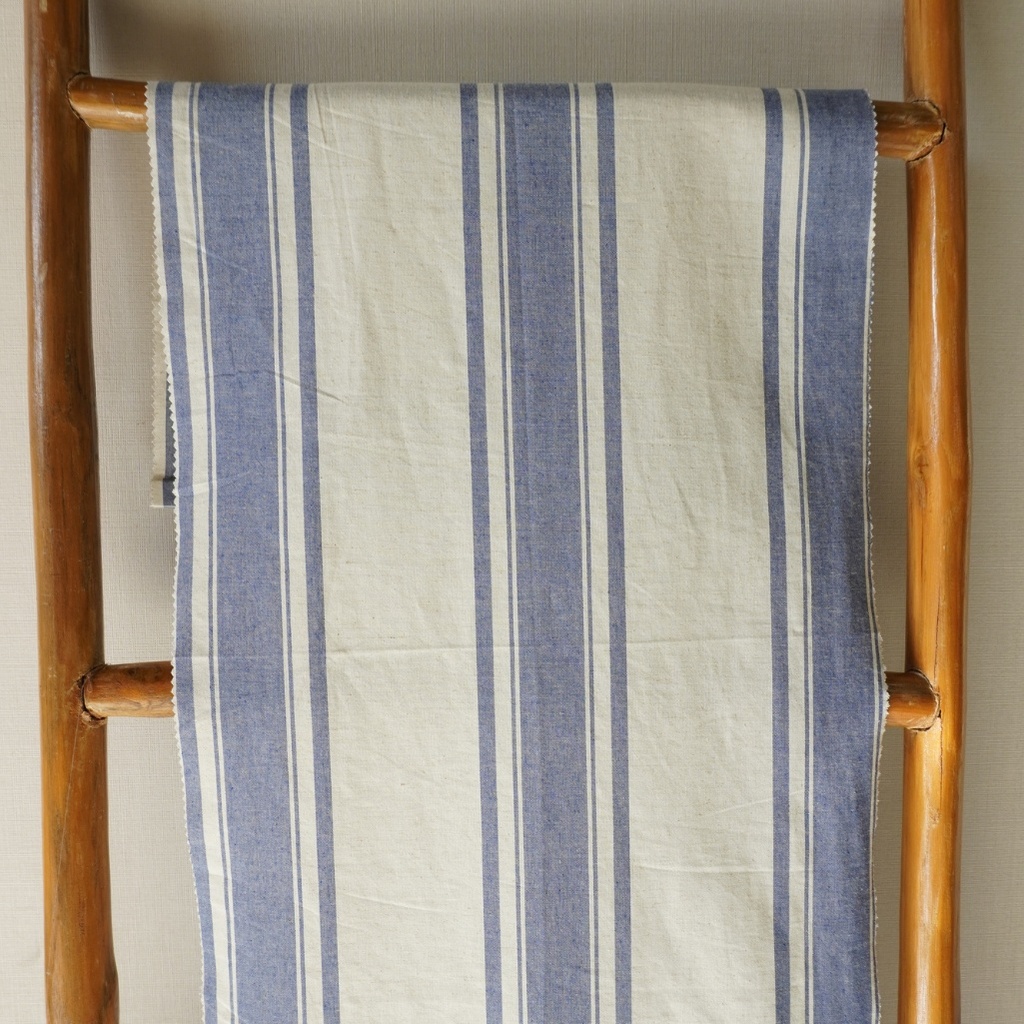 Linen Cotton Rayon Texture Denim Stripe Besar
