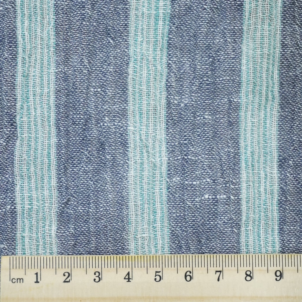 Pure Linen Crinkle Dark Stripes [210510]