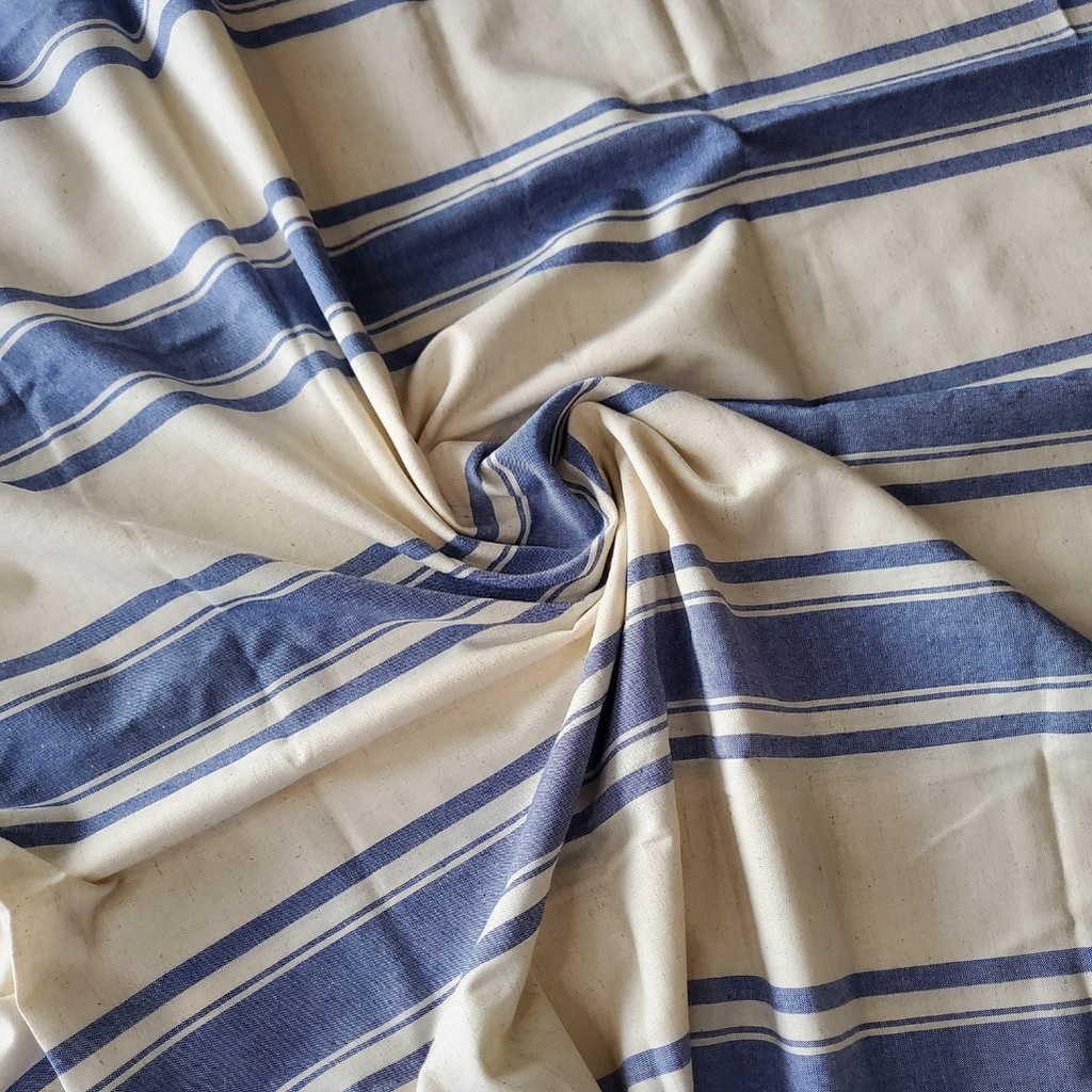 Linen Cotton Rayon Texture Denim Stripe Besar [200907]